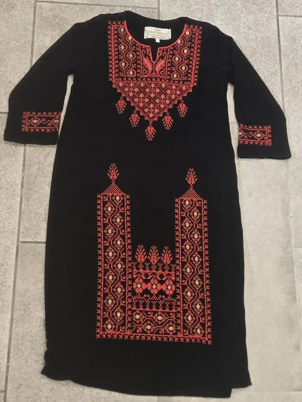 Girls Traditional Palestinian Embroidered Dress Thob Red Embroidery